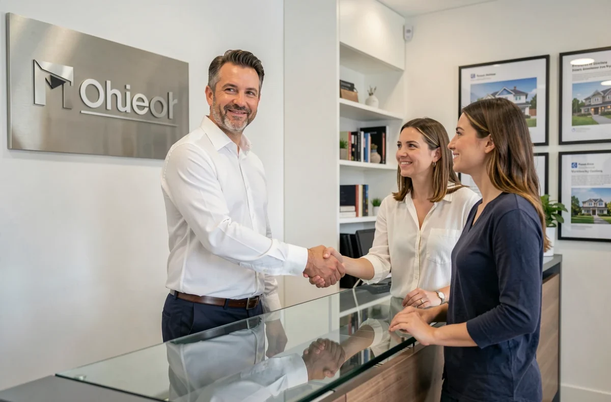 Conseiller de BRAS Immobilier Nantes accueillant des clients propriétaires dans l'agence