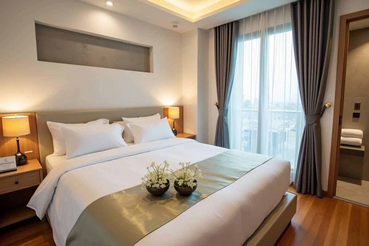 Chambre de condo Bangkok préparée pour l'accueil d'un locataire en location courte durée avec décoration thaïlandaise