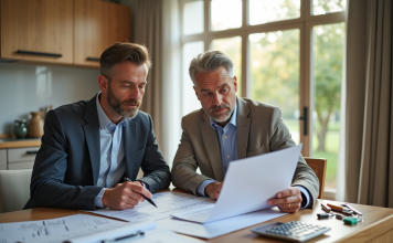 Travaux et fiscalité : comment réduire ses impôts ? Expert comptable et propriétaire discutant de travaux de rénovation