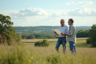 Couple examinant des documents de vente d'une parcelle de terrain en Vendée