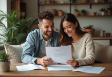 Acheter une maison en payant un loyer : conseils et astuces pour réussir Jeune couple discutant d'un contrat de location dans un appartement