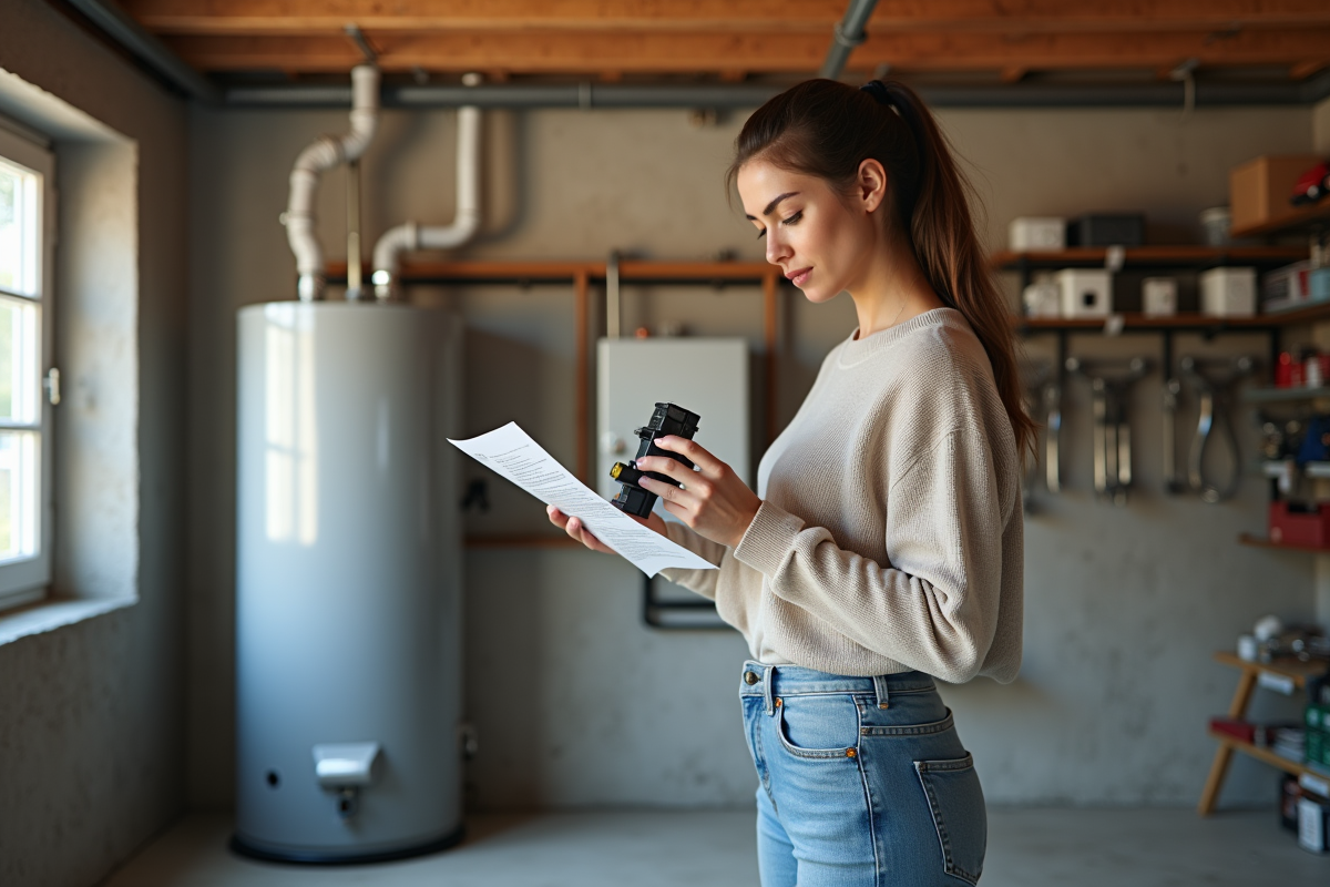 Jeune femme tenant un disjoncteur près d