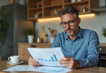 Baisse des taux de prêt immo : quand est-ce prévu ? Homme d'âge moyen étudiant des documents de prêt immobilier