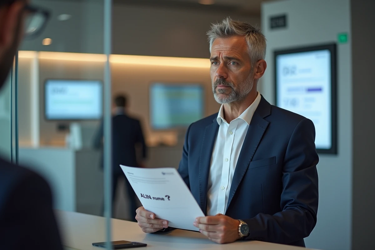 Homme d affaires parlant avec un conseiller bancaire au guichet