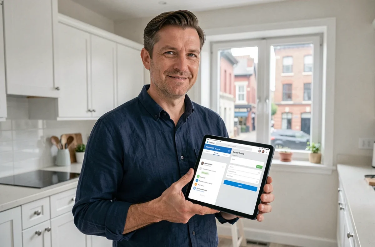 Nouveau locataire Citya configurant les premiers réglages de son compte MyCitya sur une tablette