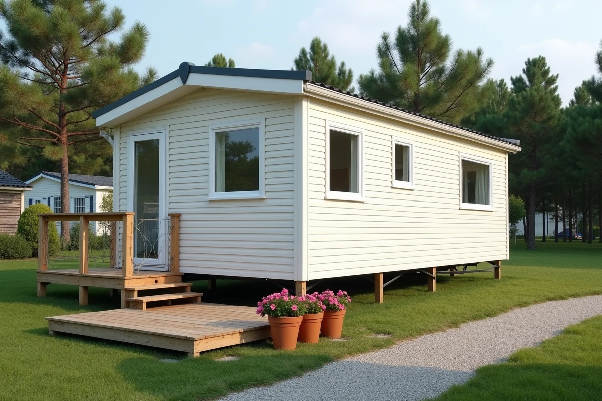 Mobil-home sur une parcelle de terrain délimitée en Vendée avec accès gravier