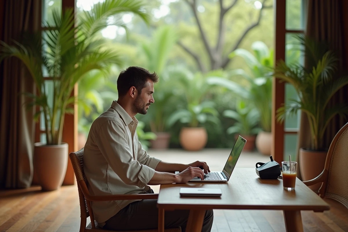 Télétravailler dans une maison thaïlandaise à Chiang Mai avec connexion internet fibre et vue sur jardin tropical